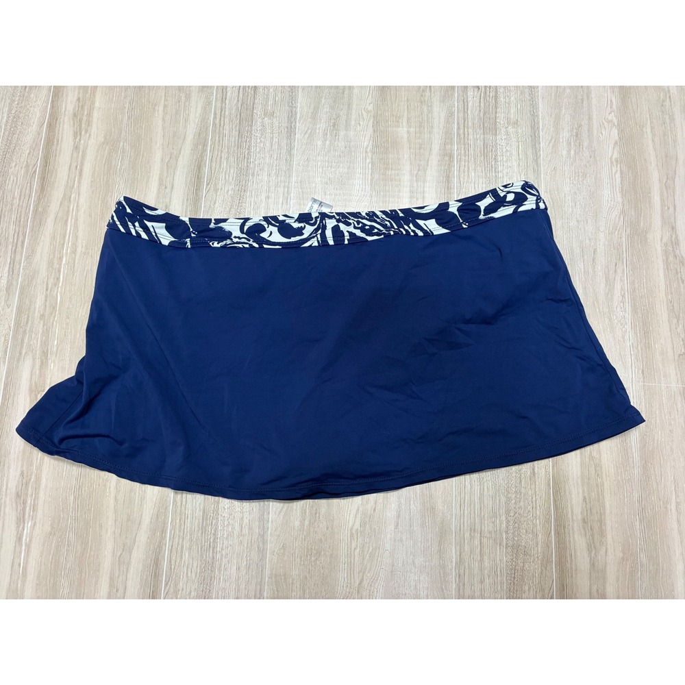Liz Claiborne Womens Navy Blue Paisley Waist Swim Skirt Built-in Brief XL - Picture 4 of 4